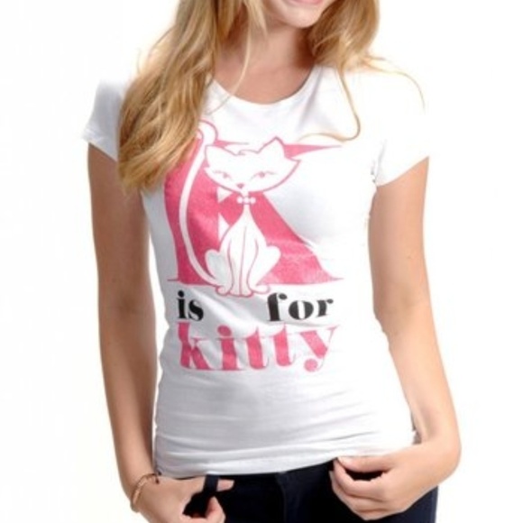 White & Pink 'K is for Kitty' Crewneck T-shirt - Picture 1 of 1